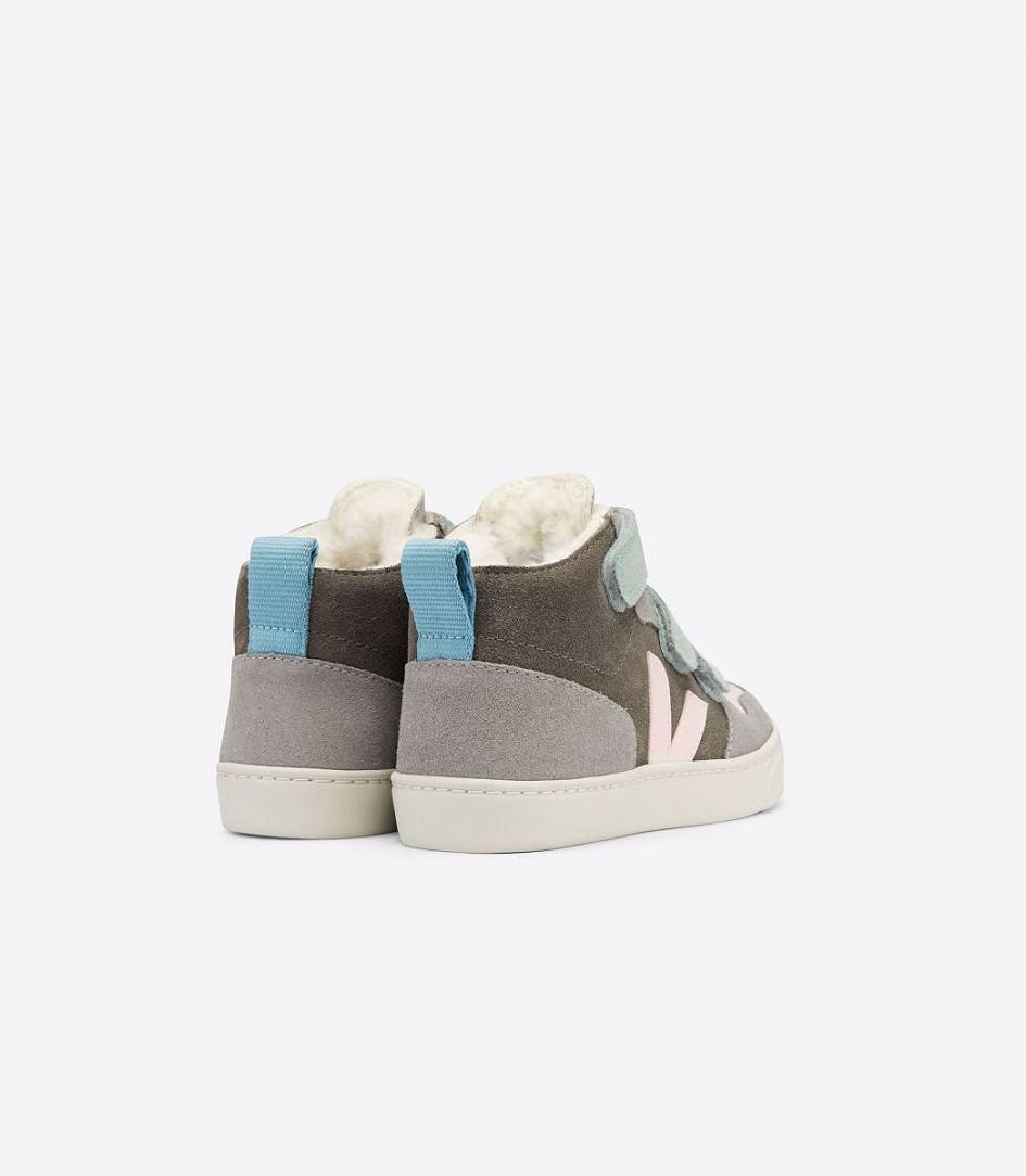 Veja V-10 Mid Fured Suede Kids' Sneakers Multico Moonrock | CDP247913