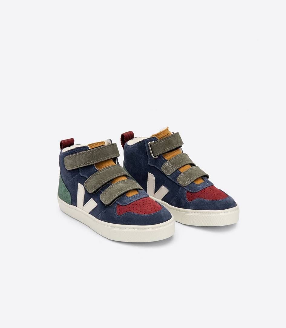 Veja V-10 Mid Fured Suede Kids' Trainers Multico Nautico Cyprus | KRG145072