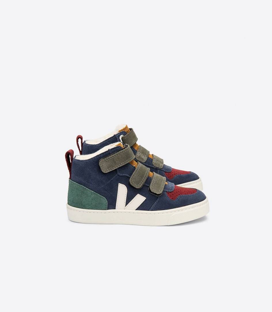 Veja V-10 Mid Fured Suede Kids\' Trainers Multico Nautico Cyprus | KRG145072