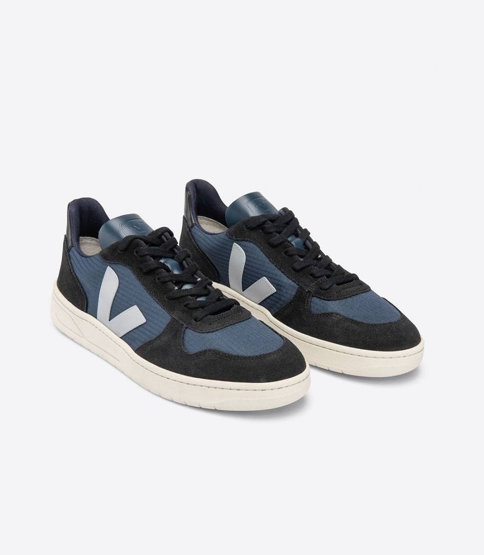 Veja V-10 Ripstop Women's Sneakers Nautico Oxford Grey Black | HJK954163