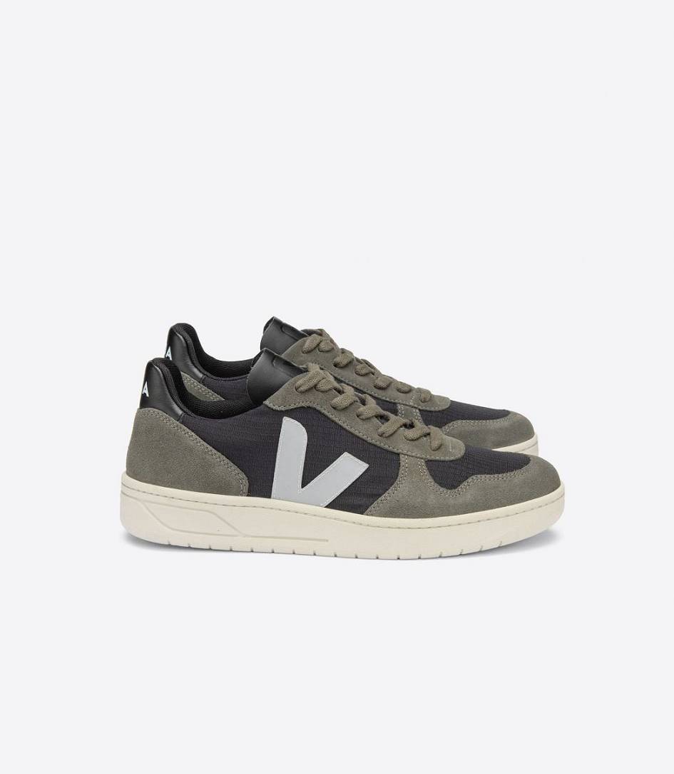 Veja V-10 Ripstop Women\'s Trainers Black Oxford Grey Mud | BRE584972