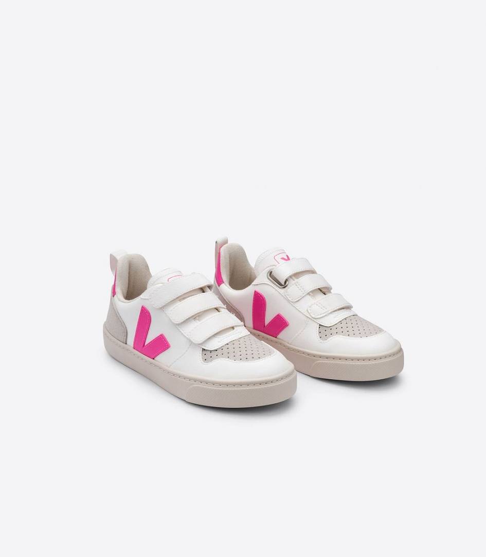 Veja V-10 Velcro Cwl Kids' Sneakers White Sari | SIC182403