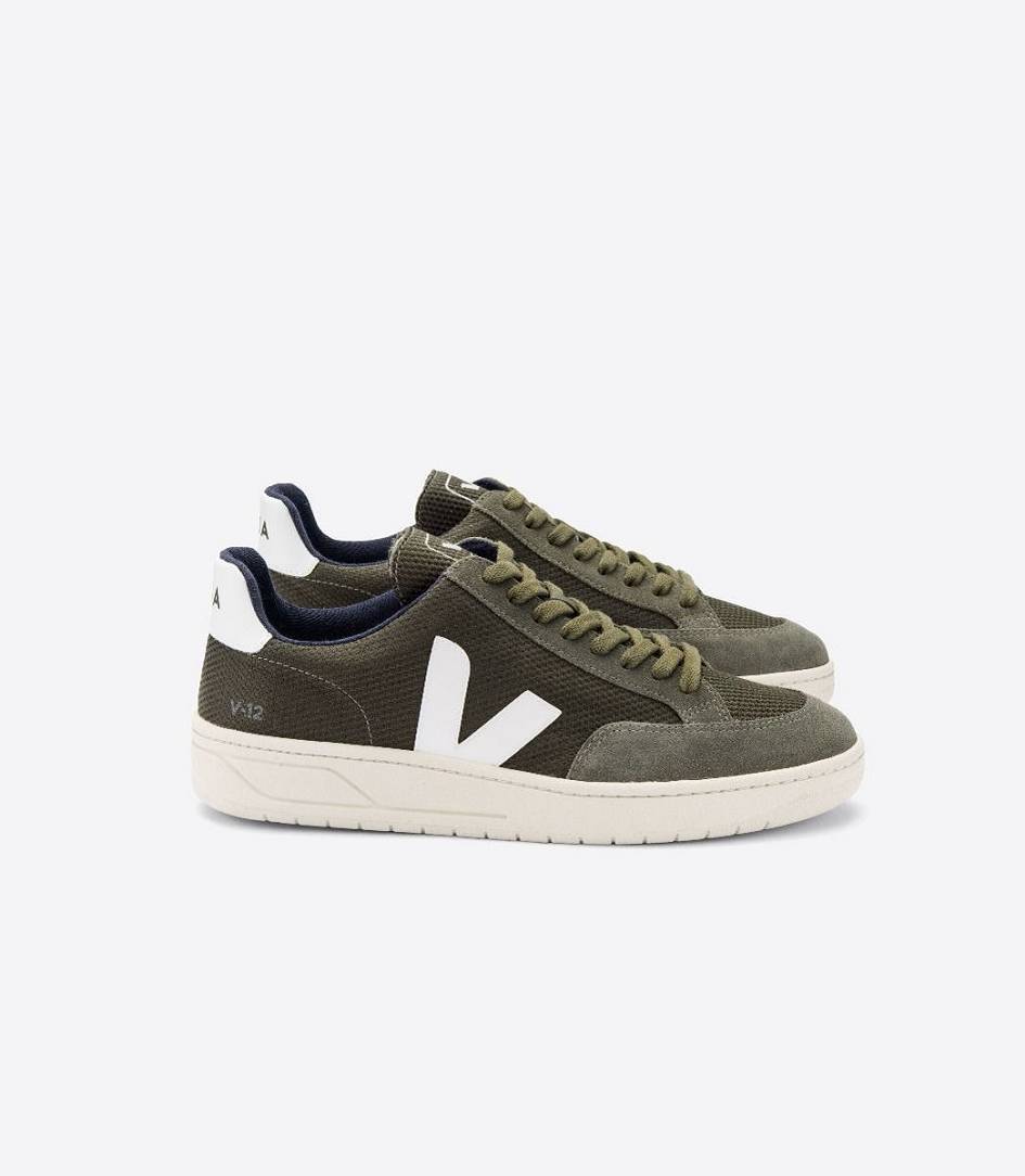 Veja V-12 B-mesh Women\'s Sneakers Olive White | EPS764231