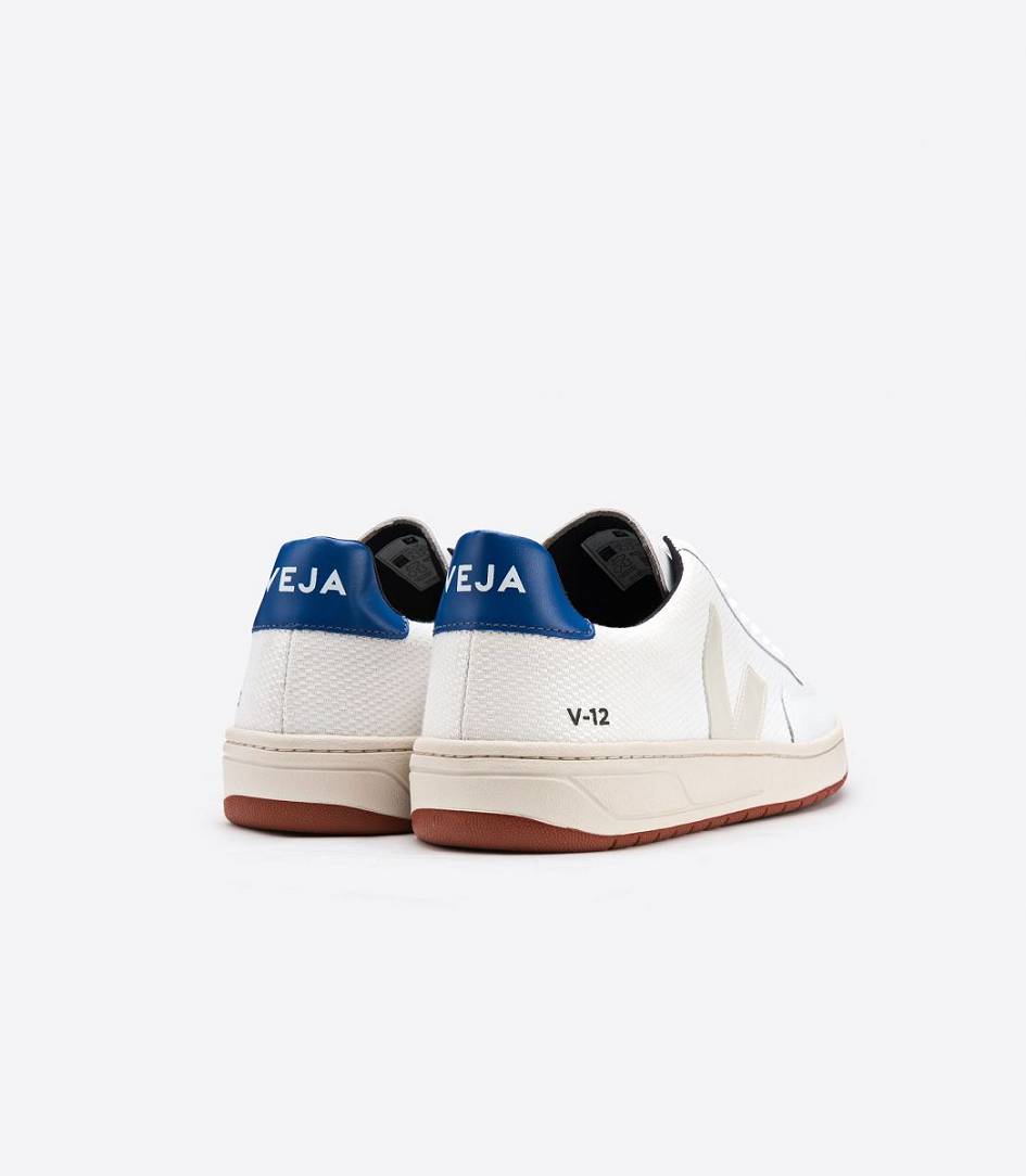 Veja V-12 Bastille B-mesh Women's Trainers White Indigo Rust Outsole | USI089472