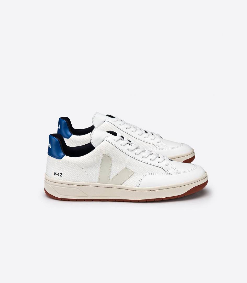 Veja V-12 Bastille B-mesh Women\'s Trainers White Indigo Rust Outsole | USI089472