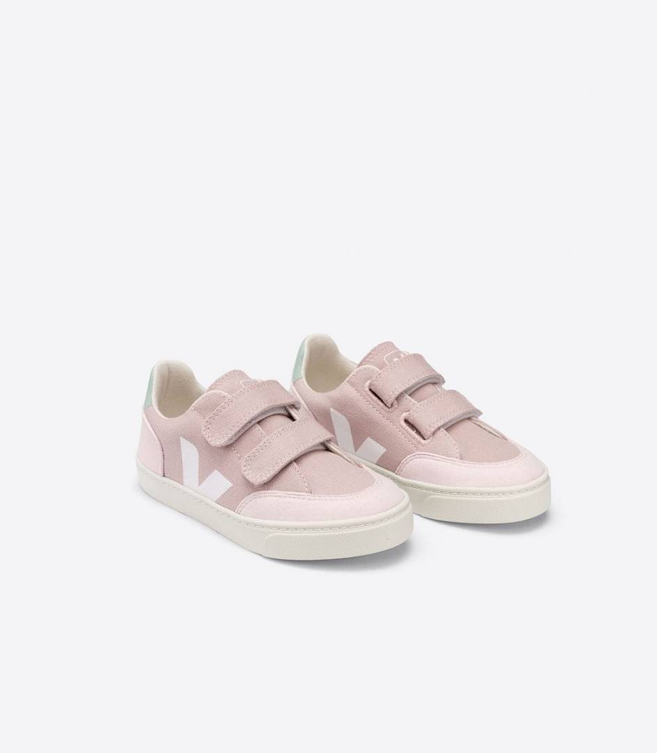 Veja V-12 Canvas Kids' Sneakers Babe White Matcha | UND519032