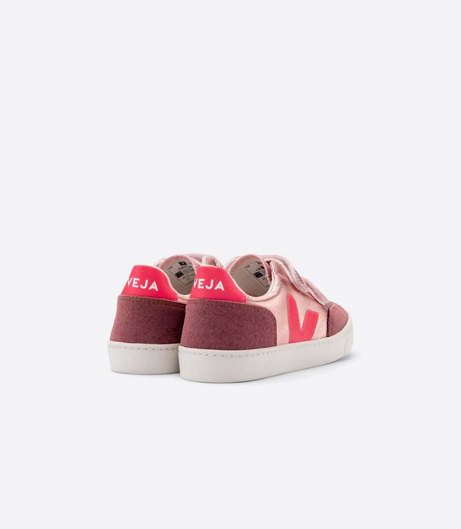 Veja V-12 Chromefree Kids' Sneakers Nacre Rose Fluo | AHX384596