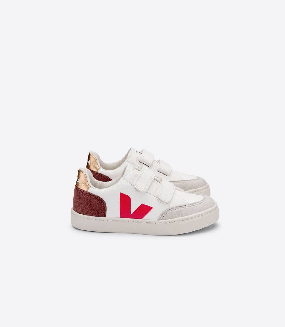 Veja V-12 Chromefree Kids\' Sneakers White Multico Dried Petal | HEM935470