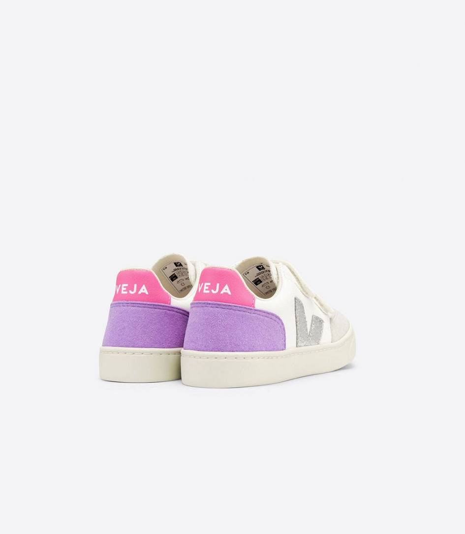 Veja V-12 Chromefree Kids' Trainers White Multico Lavande | LVF871295