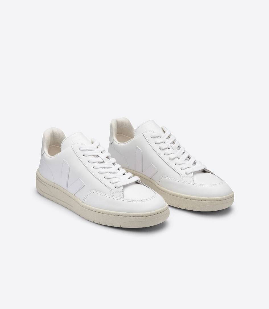 Veja V-12 Leather Men's Sneakers White | VIE813209