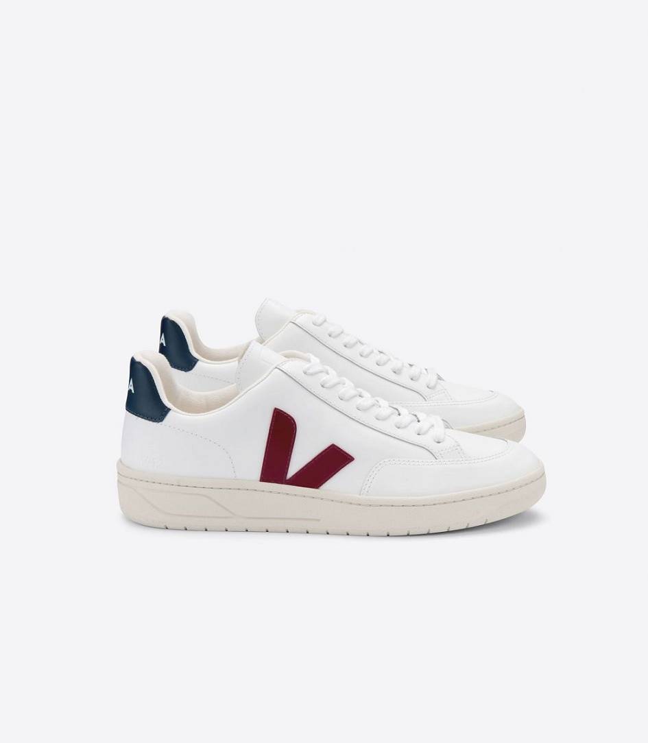 Veja V-12 Leather Women\'s Trainers White Marsala Nautico | HPW701968