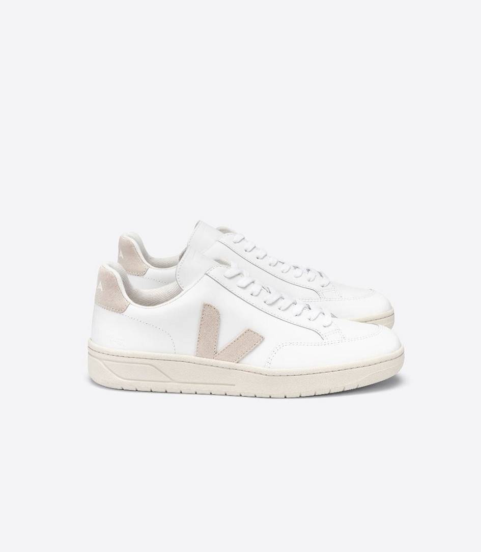 Veja V-12 Leather Women\'s Trainers White Sable | PXZ402951