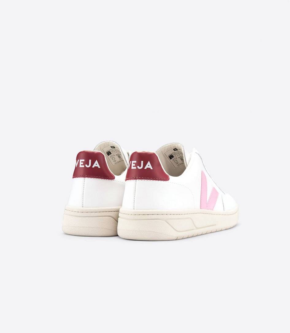 Veja V-12 Leather Women's Trainers White Guimauve Marsala | XJS134275