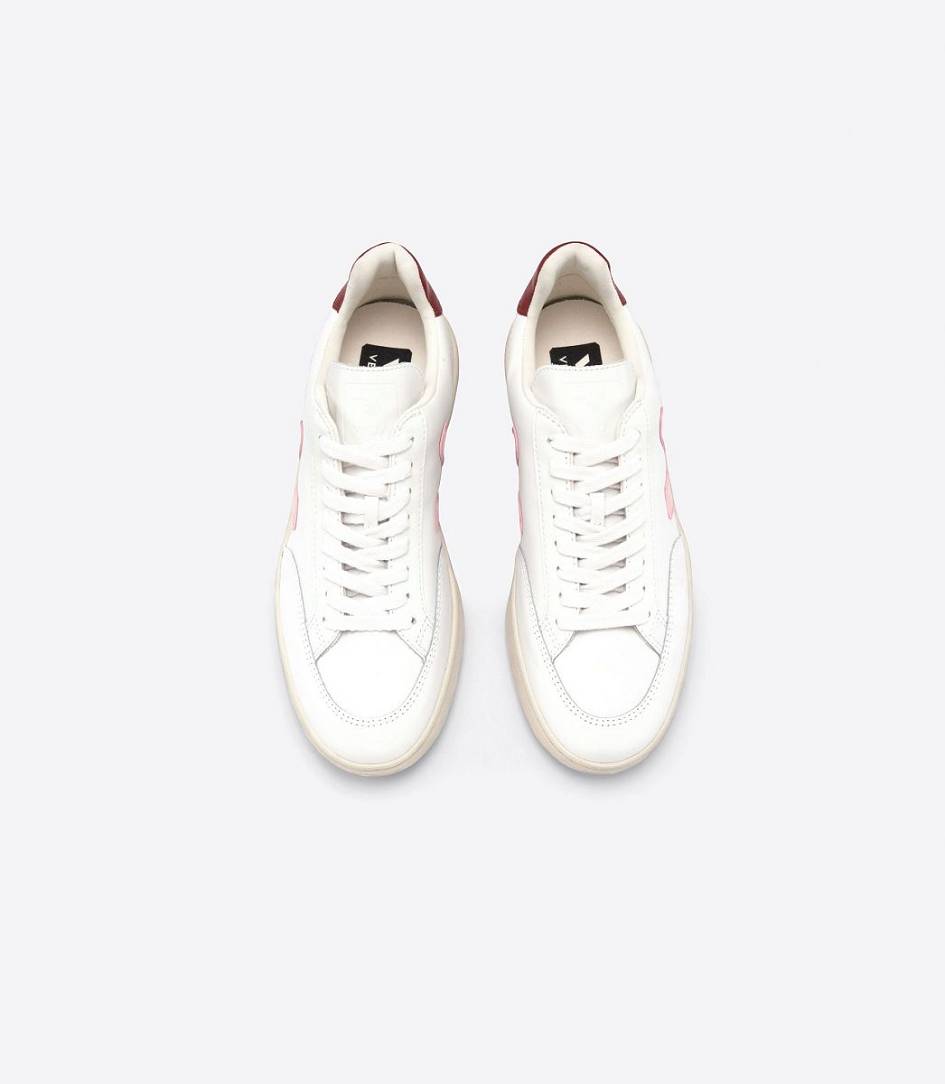 Veja V-12 Leather Women's Trainers White Guimauve Marsala | XJS134275