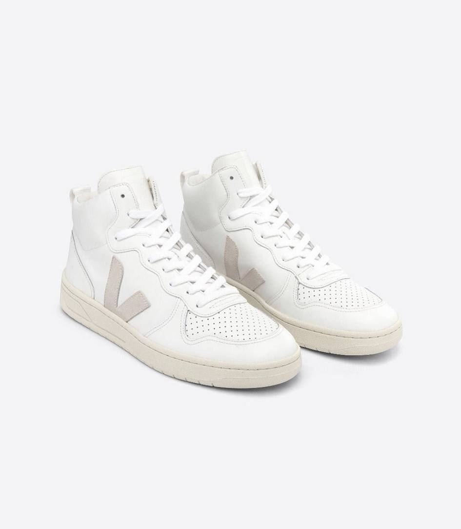 Veja V-15 Leather Men's Trainers White Natural | QTW854691