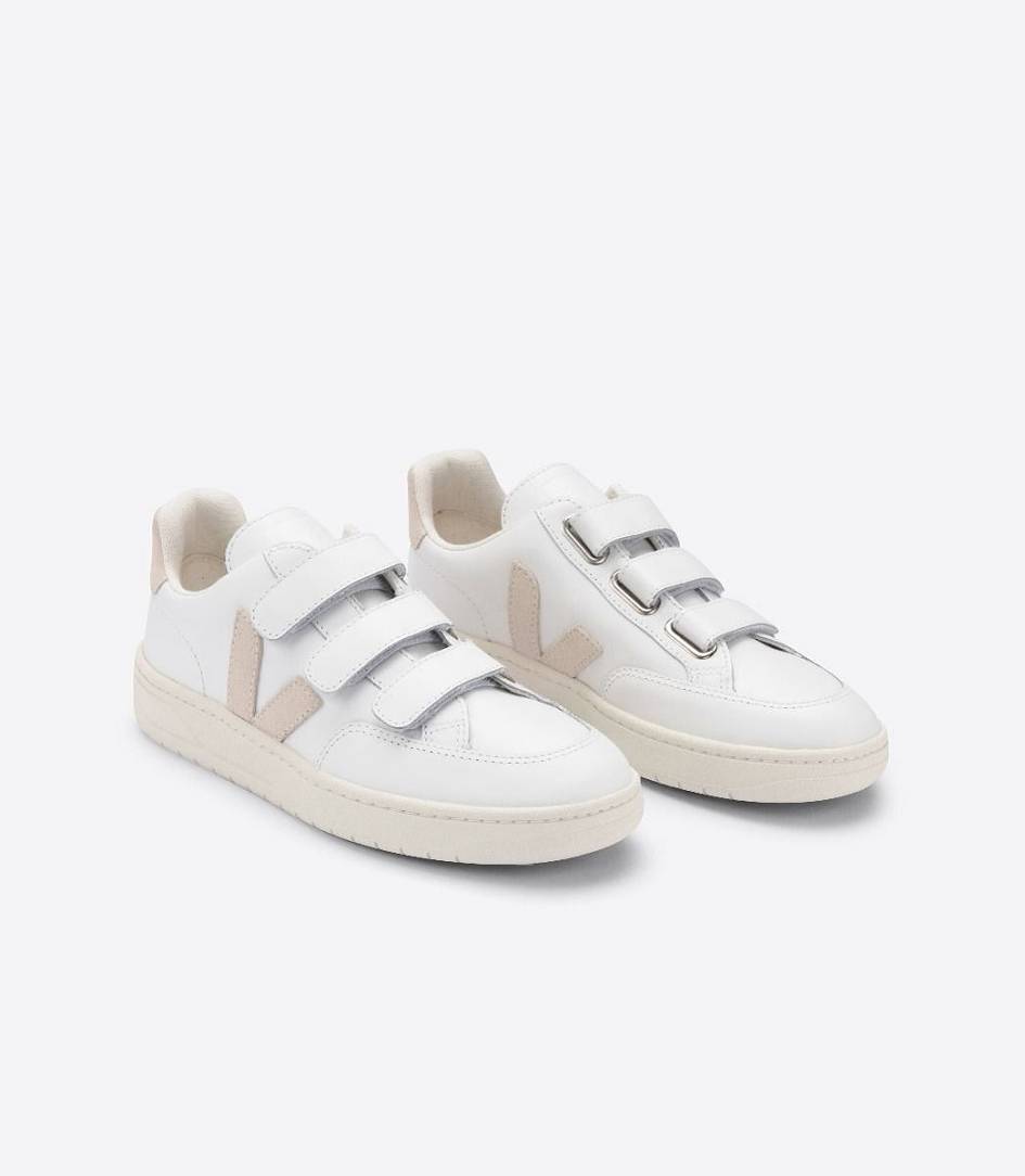 Veja V-lock Leather Men's Sneakers White Sable | RGI241875