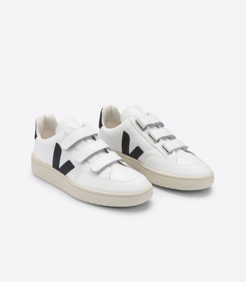 Veja V-lock Leather Men's Trainers White Black | KRQ069238