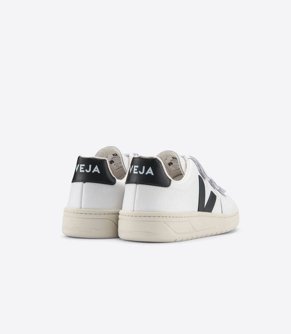 Veja V-lock Leather Men's Trainers White Black | KRQ069238