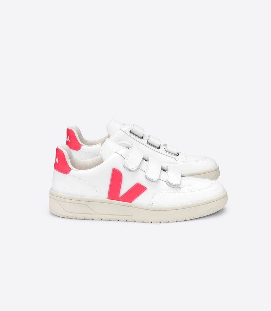 Veja V-lock Leather Women\'s Trainers White Rose Fluo | ARV207561