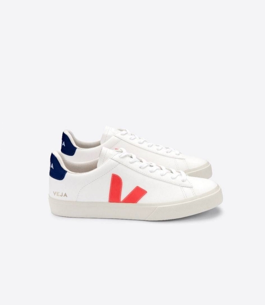 Veja Campo Chromefree Women's Sneakers White Orange Fluo Cobalt | DXQ629135