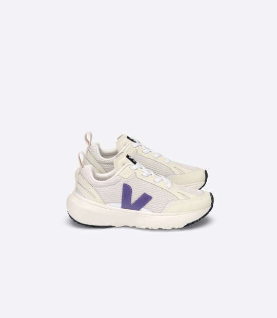 Veja Canary Elastic Lace Kids' Trainers Natural Purple | MJY214890