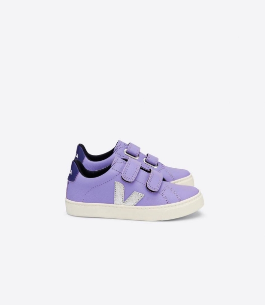 Veja Esplar Chromefree Kids' Trainers Lavande Silver Purple | AQX237846