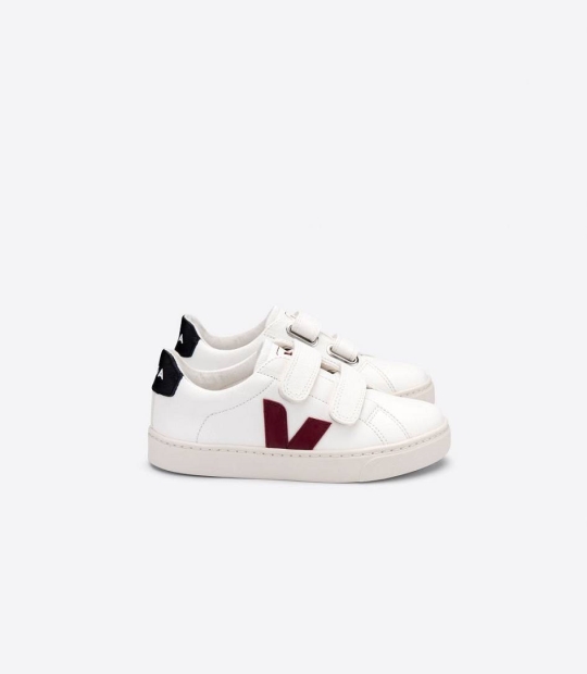 Veja Esplar Chromefree Kids' Trainers White Marsala Black | JIZ190834