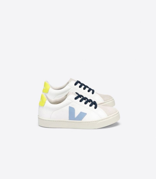 Veja Esplar Lace Chromefree Kids' Sneakers White Steel Jaune-Fluo | MKA847015