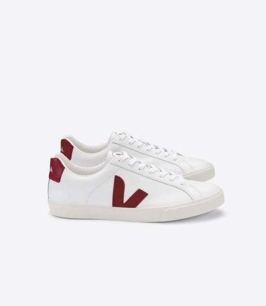 Veja Esplar Leather Men's Trainers White Marsala | SGB670215