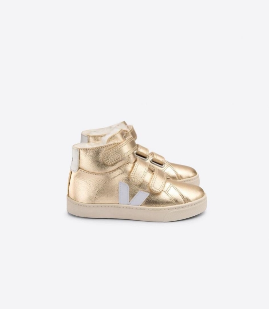 Veja Esplar Mid Fured Kids' Sneakers Platine White | BFE065781