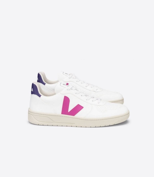 Veja V-10 Cwl Women's Sneakers White Ultraviolet Purple | YBX372108