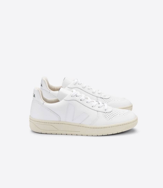 Veja V-10 Leather Men's Trainers White | YMC761089