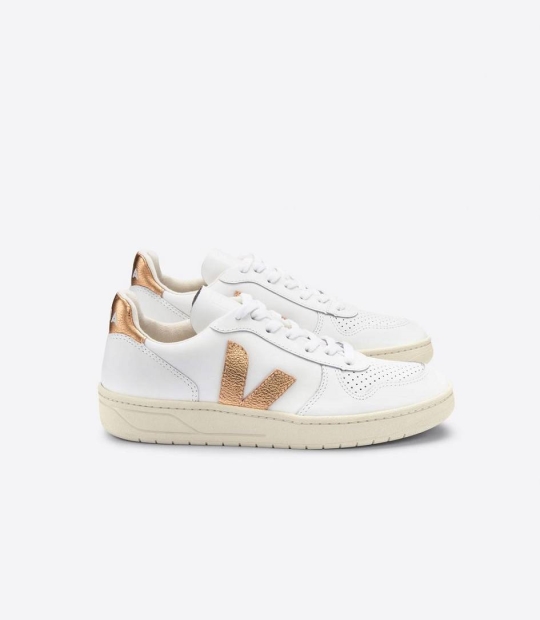 Veja V-10 Leather Women's Sneakers White Venus | JWY496280