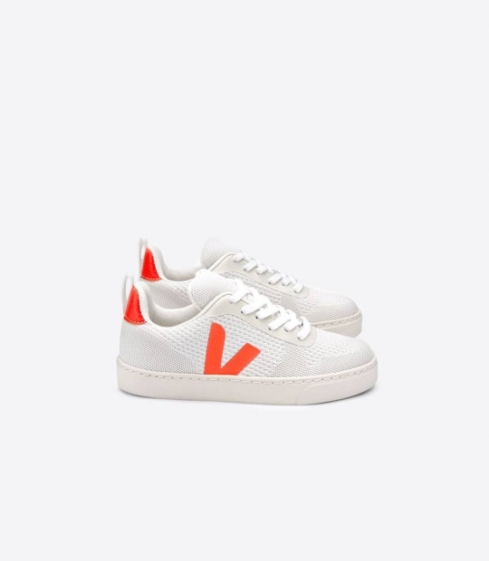 Veja V-10 Malha Kids' Sneakers Branco Aluminio Orange Fluo | LMI598362