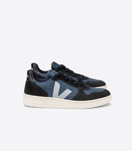 Veja V-10 Ripstop Women's Sneakers Nautico Oxford Grey Black | HJK954163