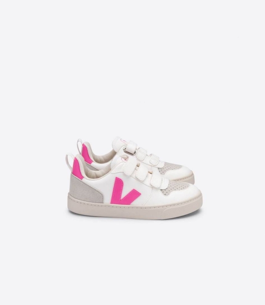 Veja V-10 Velcro Cwl Kids' Sneakers White Sari | SIC182403