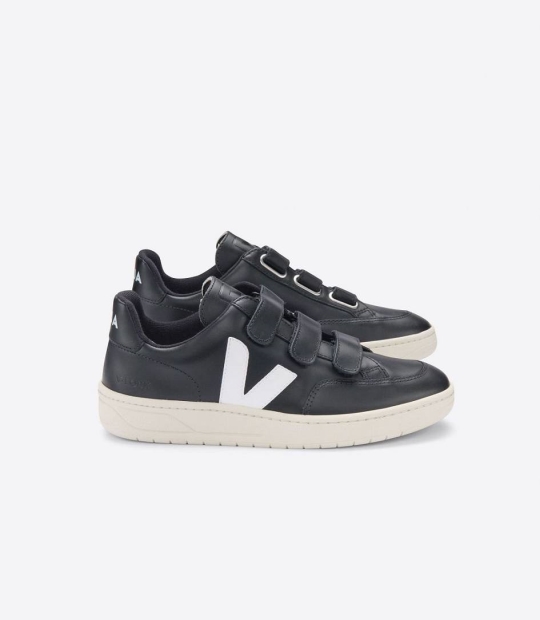 Veja V-lock Leather Men's Sneakers Black White | ZKQ925410