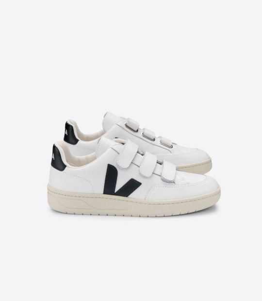 Veja V-lock Leather Men's Trainers White Black | KRQ069238